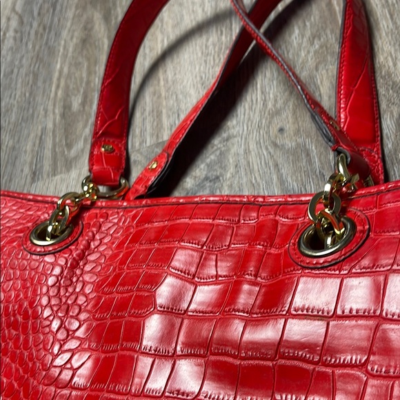Liz Claiborne Red Crocodile-Embossed Purse/Tote Bag - Picture 10 of 12